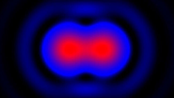 Intensity distribution (arbitrary color coding) of an image of two points where the distance between them corresponds to the Rayleigh criterion. Intensity distribution (arbitrary color coding) of an image of two points where the distance between them corresponds to the Rayleigh criterion.